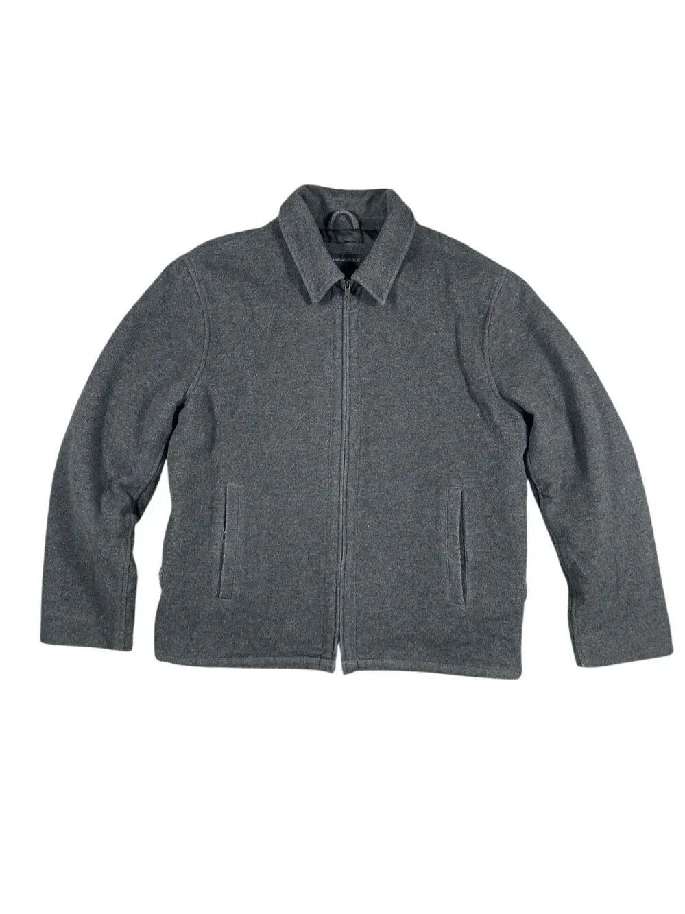 vintage y2k banana republic virgin wool cashmere gray zip up collar jacket men L